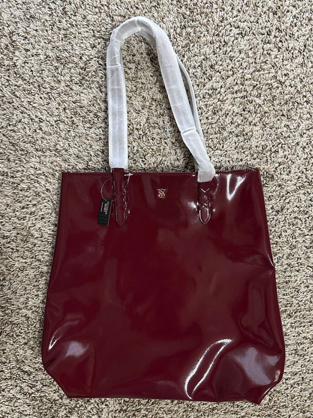 Victoria's Secret Patent Tote in Deep Burgundy